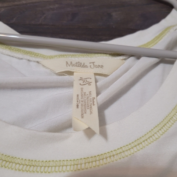 Matilda Jane Womens Lagenlook Latered Top Size XL Cream Green Stretchy Knit - Picture 5 of 5